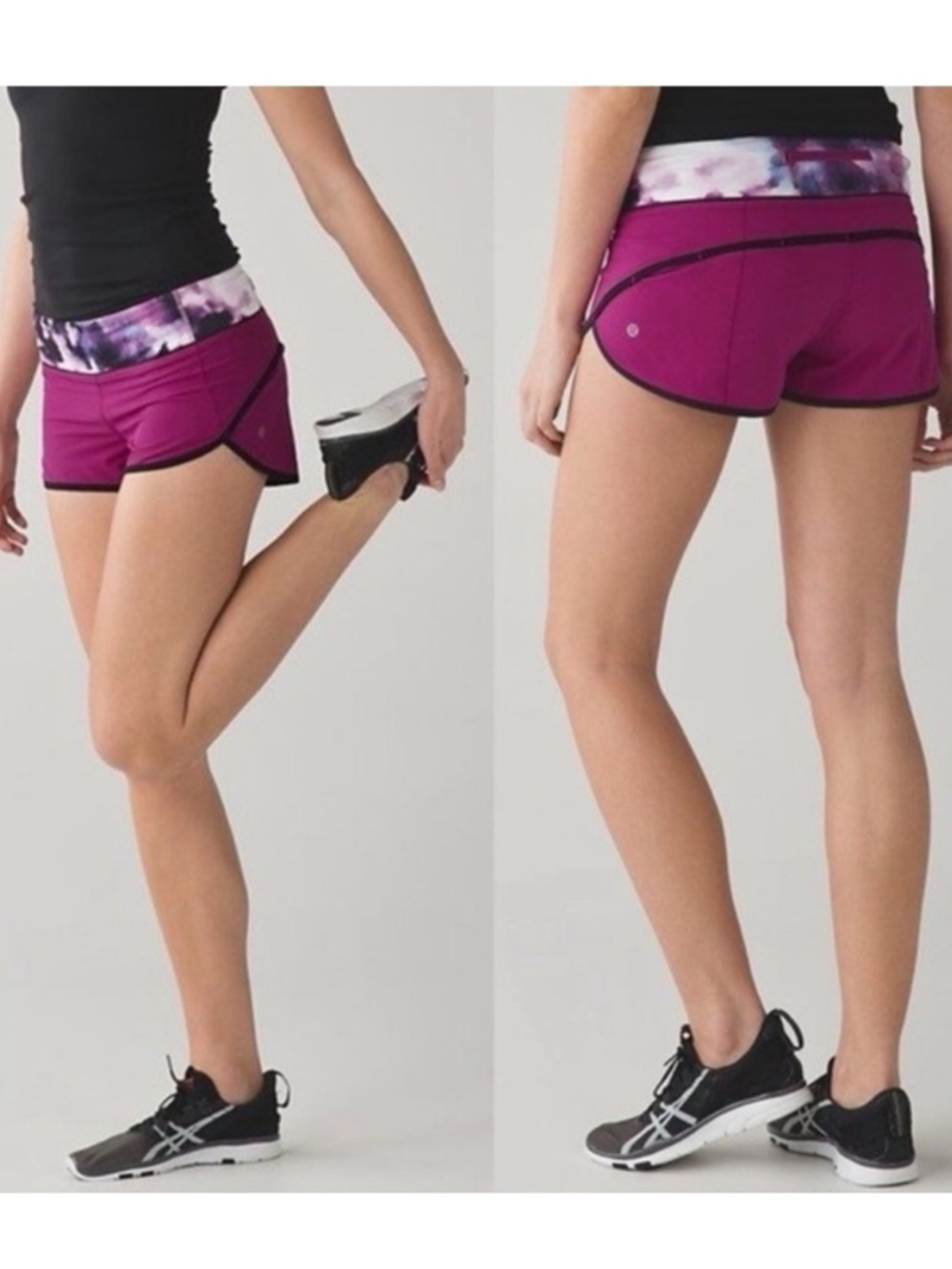 lululemon Size 8 Run Speed Shorts Raspberry Blooming Pixie Print